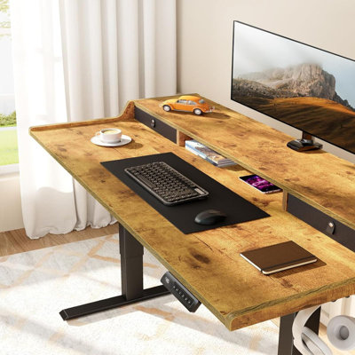 Inbox Zero Ergonomic Electric Standing Desk With Drawers